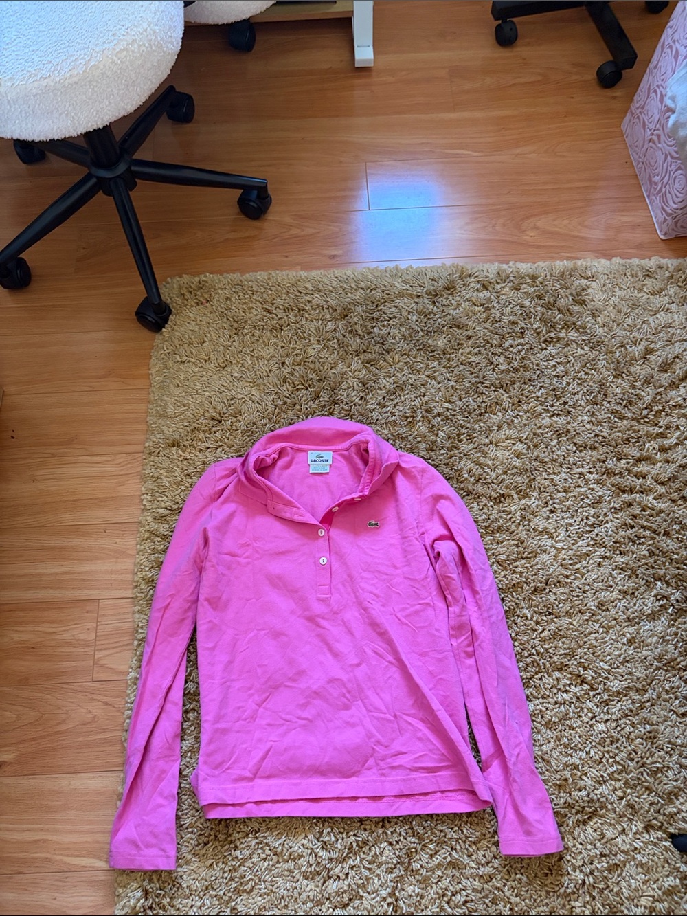 Lacoste Pink Long Sleeve Polo Top